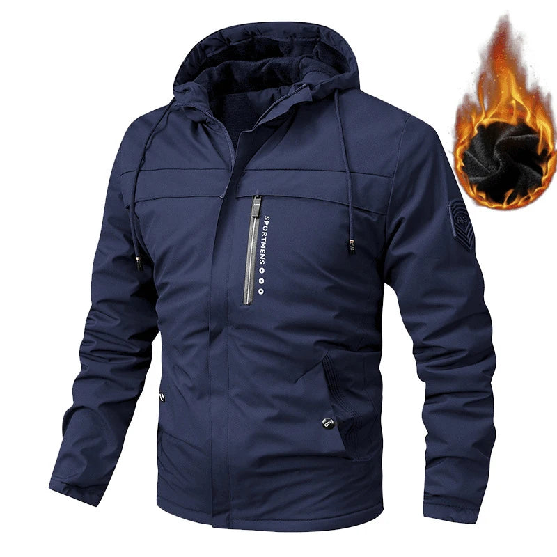 Winter Men's Warm Padded Jackets Fashion Men Fleece Lined Thermal Hooded Coats Men Mountain Ski Windbreaker Jackets Clothing