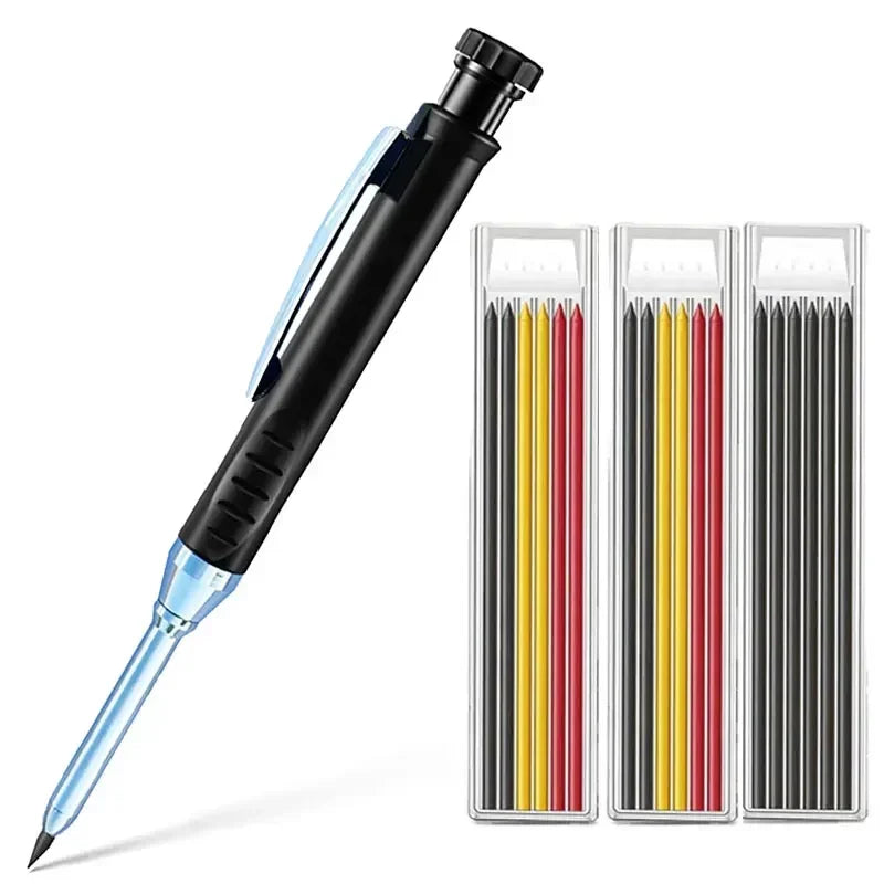 2.8mm Solid Carpenter Mechanical Pencil with Sharpener for Woodworking Construction Long Head Carpenter Pencil Stationery Supply