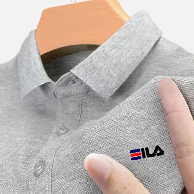 2025 New men's T-shirt short sleeve summer breathable casual POLO loose lapel short sleeve top + printed short sleeve
