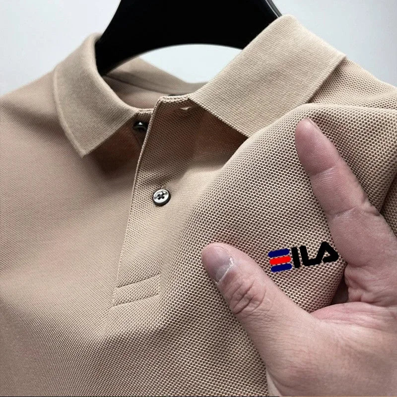 2025 New men's T-shirt short sleeve summer breathable casual POLO loose lapel short sleeve top + printed short sleeve