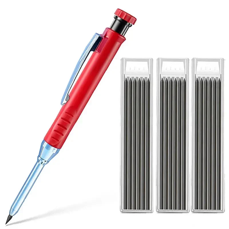 2.8mm Solid Carpenter Mechanical Pencil with Sharpener for Woodworking Construction Long Head Carpenter Pencil Stationery Supply