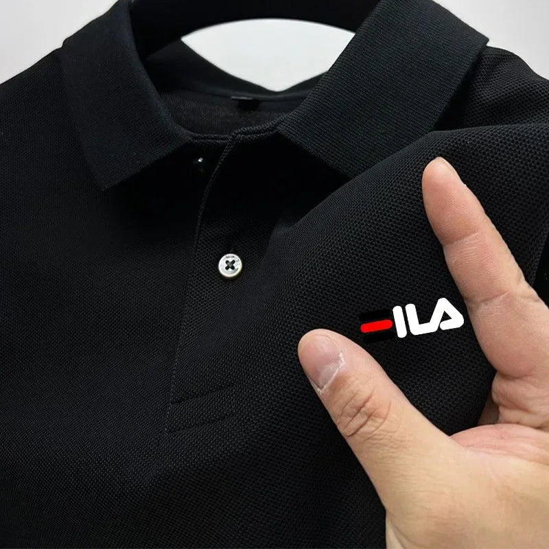 2025 New men's T-shirt short sleeve summer breathable casual POLO loose lapel short sleeve top + printed short sleeve