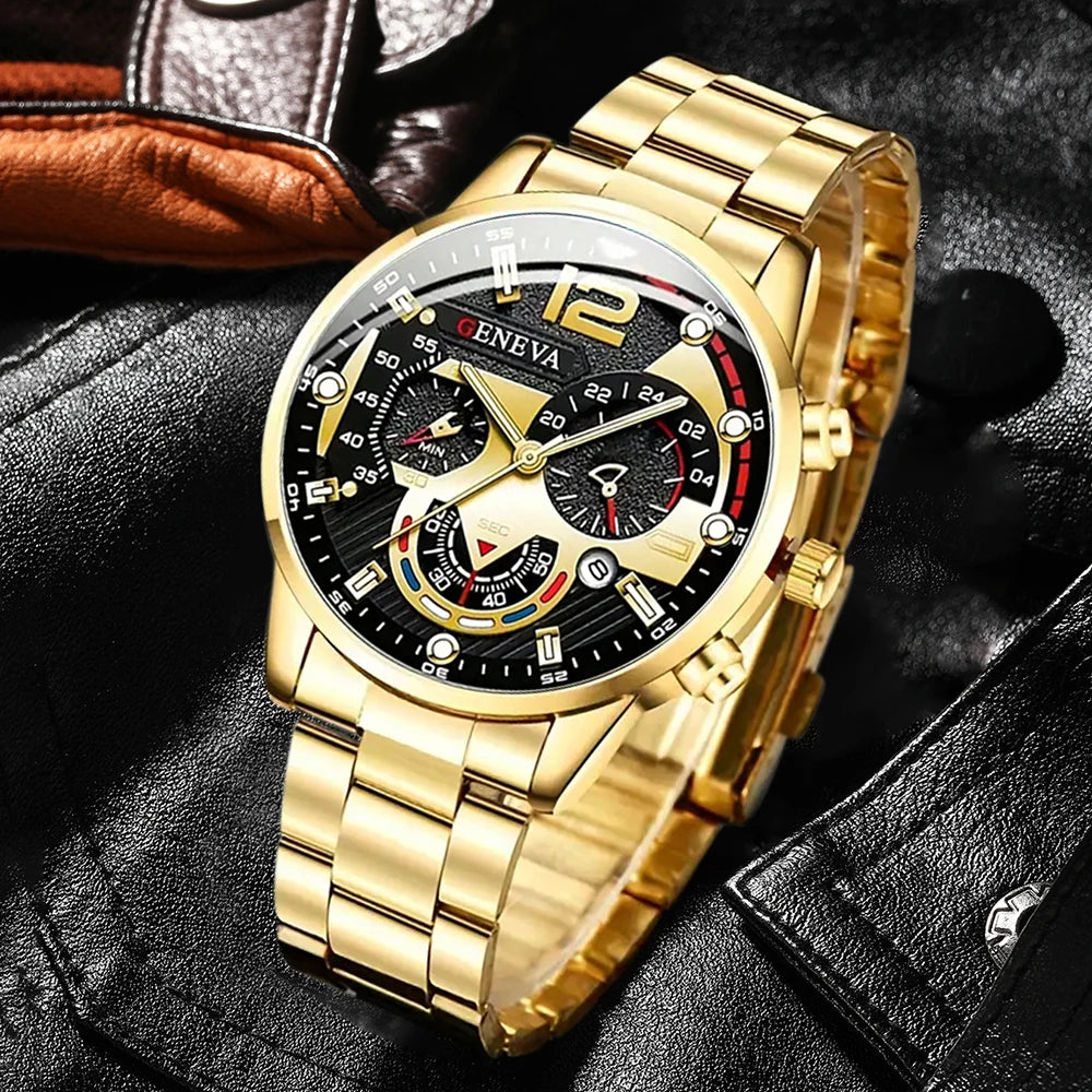 Fashion Mens Watches Luxury Black Stainless Steel Quartz Wrist Watch Man Business Watch for Men Calendar Clock Reloj Hombre