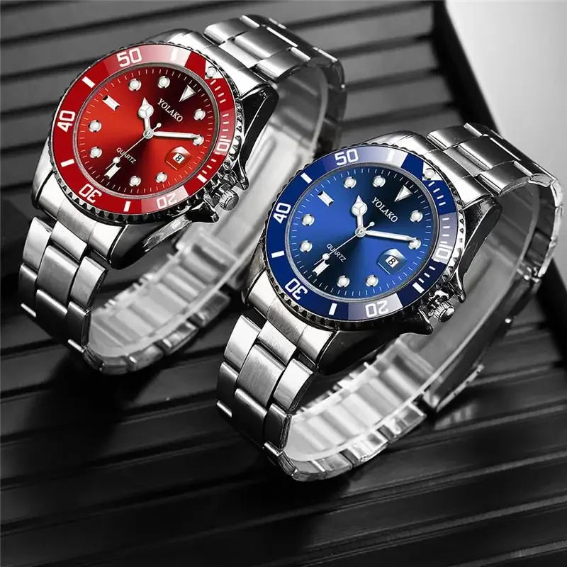 2022 Luxury Classic Men Watches Men Fashion Military Sport Watches YOLAKO Stainless Steel Date Analog Quartz Watch Reloj Hombre