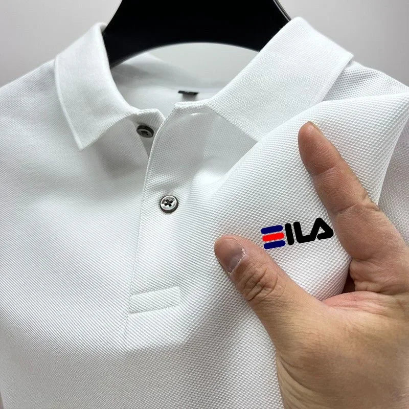 2025 New men's T-shirt short sleeve summer breathable casual POLO loose lapel short sleeve top + printed short sleeve
