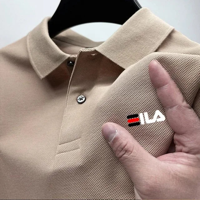 2025 New men's T-shirt short sleeve summer breathable casual POLO loose lapel short sleeve top + printed short sleeve