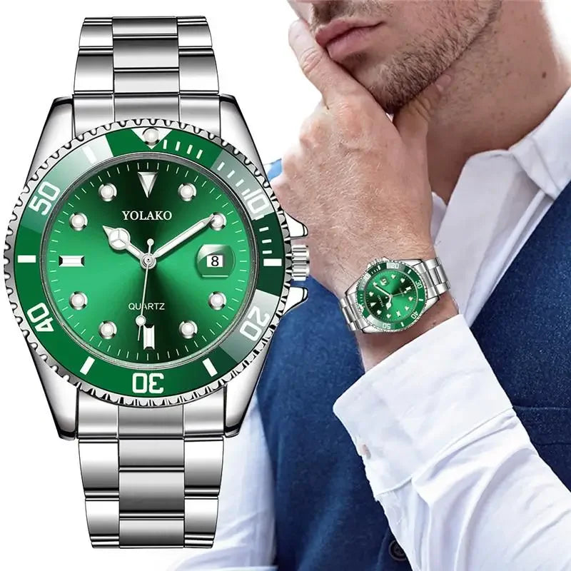 2022 Luxury Classic Men Watches Men Fashion Military Sport Watches YOLAKO Stainless Steel Date Analog Quartz Watch Reloj Hombre