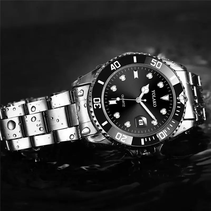 2022 Luxury Classic Men Watches Men Fashion Military Sport Watches YOLAKO Stainless Steel Date Analog Quartz Watch Reloj Hombre