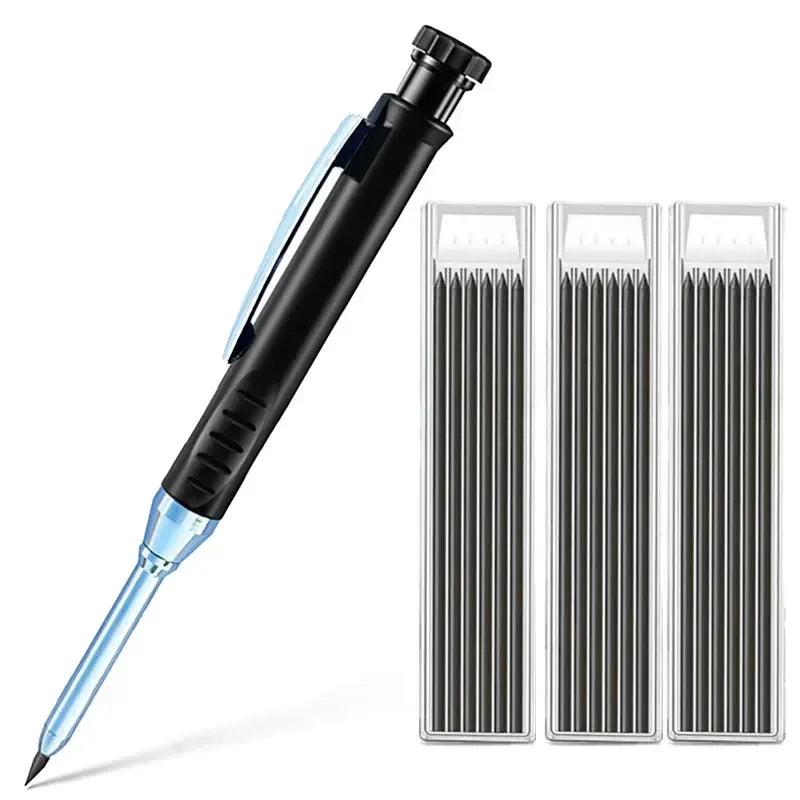 2.8mm Solid Carpenter Mechanical Pencil with Sharpener for Woodworking Construction Long Head Carpenter Pencil Stationery Supply