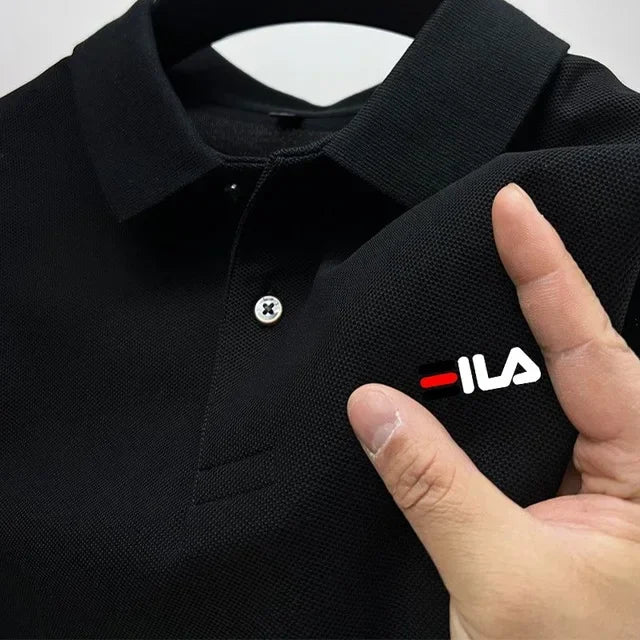 2025 New men's T-shirt short sleeve summer breathable casual POLO loose lapel short sleeve top + printed short sleeve