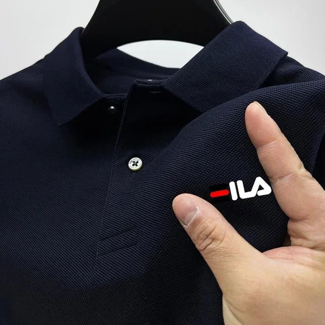 2025 New men's T-shirt short sleeve summer breathable casual POLO loose lapel short sleeve top + printed short sleeve