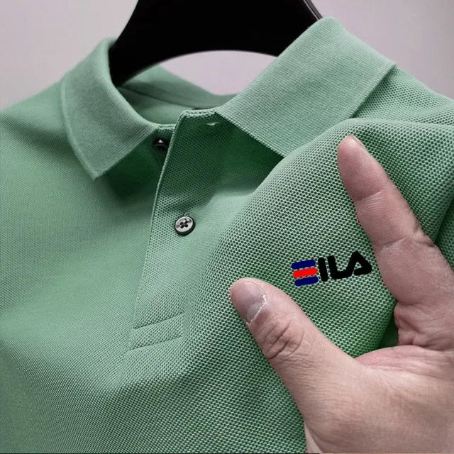 2025 New men's T-shirt short sleeve summer breathable casual POLO loose lapel short sleeve top + printed short sleeve