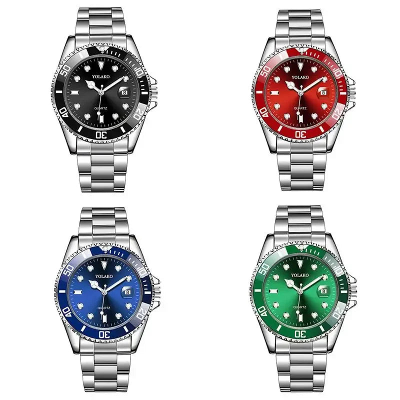 2022 Luxury Classic Men Watches Men Fashion Military Sport Watches YOLAKO Stainless Steel Date Analog Quartz Watch Reloj Hombre