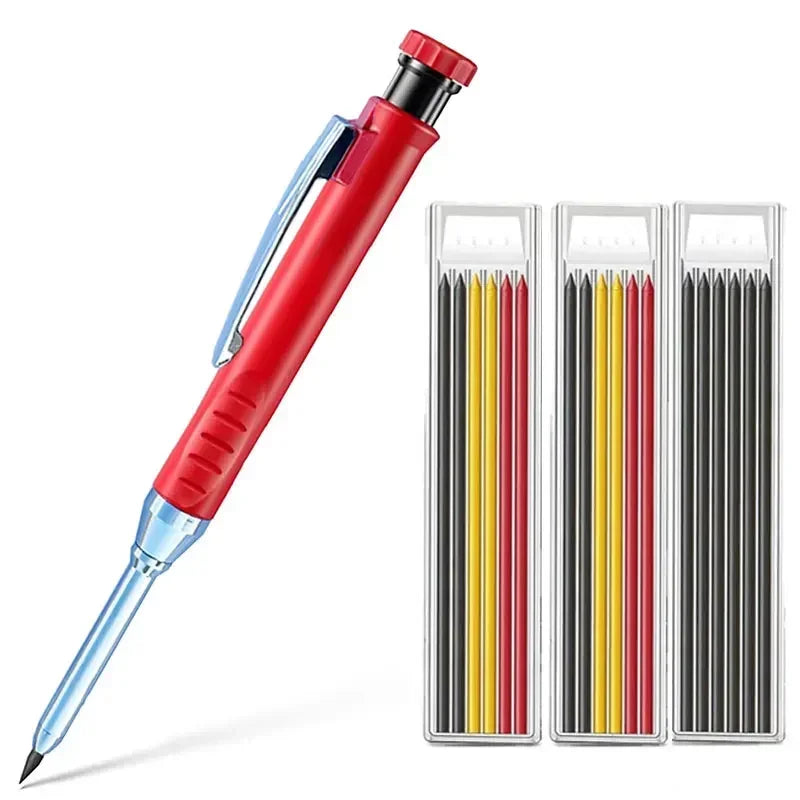 2.8mm Solid Carpenter Mechanical Pencil with Sharpener for Woodworking Construction Long Head Carpenter Pencil Stationery Supply